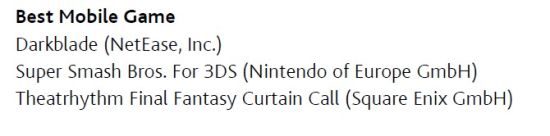 實現(xiàn)中國手游零突破 影之刃被提名最佳手游